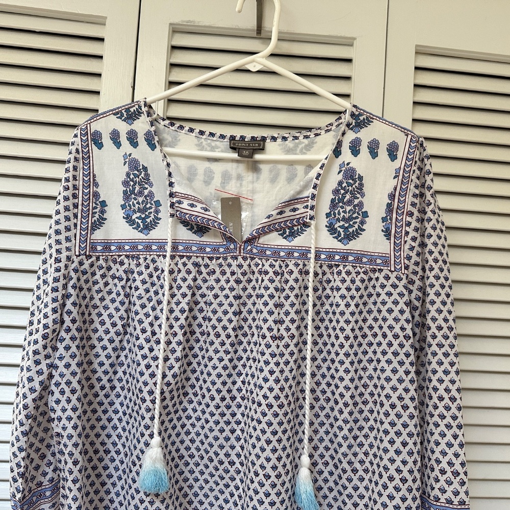 J. Crew Point Sur Boho 100% Cotton Top Long Sleeve Size 12 - Picture 4 of 14